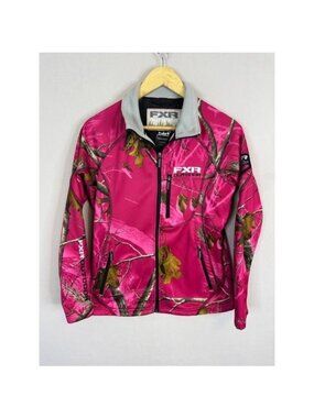 FXR Outdoor Womens Pink Realtree Camo Softshell Jacket Full Zip Size 8